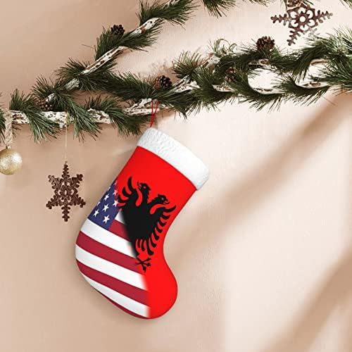 TZT American Flag and Flag of Albânia meias de Natal, presentes de festa de férias de Natal para decorações de