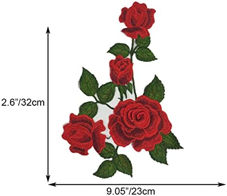 CZSYCDSF 5 PCs Rose Flower Applique Costura Em remendos, remendos de apliques de folhas florais, remendos de