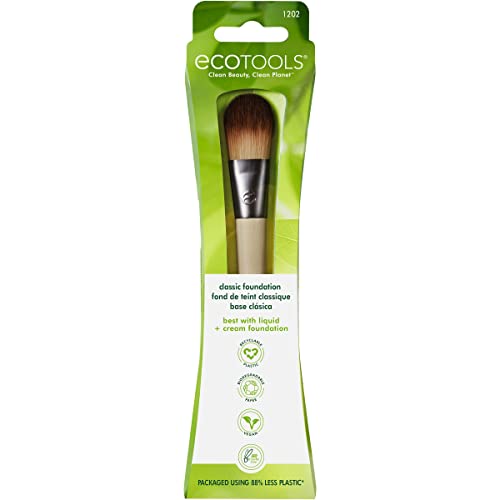 EcoTools Classic Foundation Makeup Brush, para fundação líquida e creme, maquiagem sem estrias,