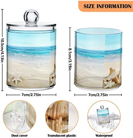 Mar Seachell Tropical Beach 2 Pacote de algodão Swab Ball Dispensador Organizador Recipientes de