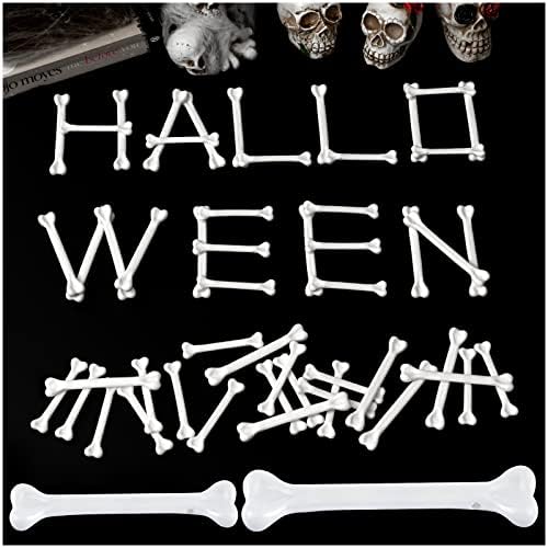 60pcs Mini ossos de plástico, ossos brancos decoração de Halloween, ossos de plástico pequenos para decoração