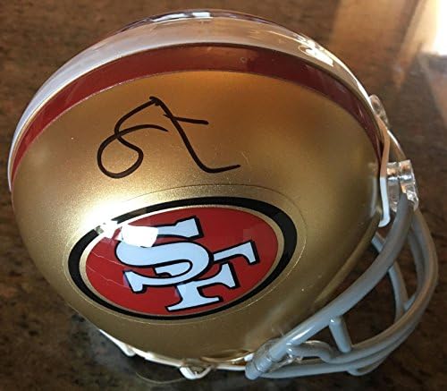 49ers Soloman Thomas assinou mini capacete com ppc coa & assinando imagem - Mini capacetes autografados