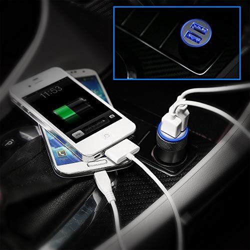 MMOBiel Car Charger - Adaptador de carga rápida de dupla porta compatível com iPhone/iPad/Samsung Galaxy