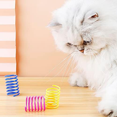 Serjooc 60 PCs Toys de mola de gatos para gatos internos, molas em espiral interativas de gatos coloridos e duráveis