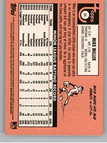 2018 Topps Heritage Menors 56 Mike Miller Pawtucket Red Sox Cartão oficial de beisebol da liga menor