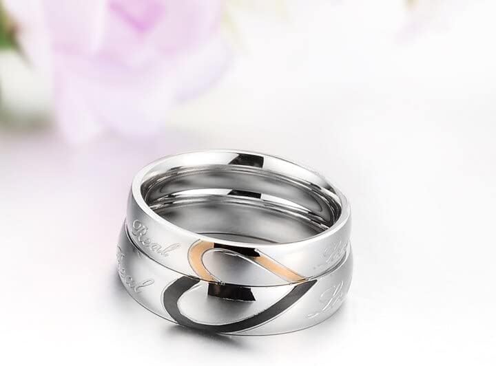 Oyalma Lover's Heart Shape 316L Mens Womens promessa anel Real Love Casal Wedding Rings - 1 peça - Mulheres