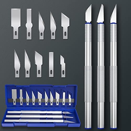 Kits de faca de hobby de artesanato de precisão 16pcs, conjuntos de faca de arte exata, ferramenta de facas