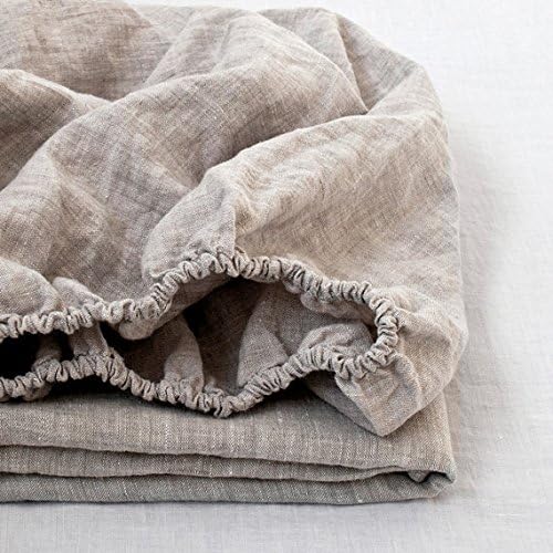 Capa de colchão de lençóis de linho e opulência simples, tamanho de linho belga natural, 14 polegadas