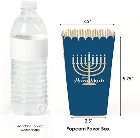 Big Dot of Happiness Happy Hanukkah - Chanukah favorece caixas de tratamento de pipoca - Conjunto