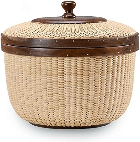 Teng Jin Nantucket Rodada 8.5in cesta de artesanato, com tampa de desktop organizador de costura cesto de