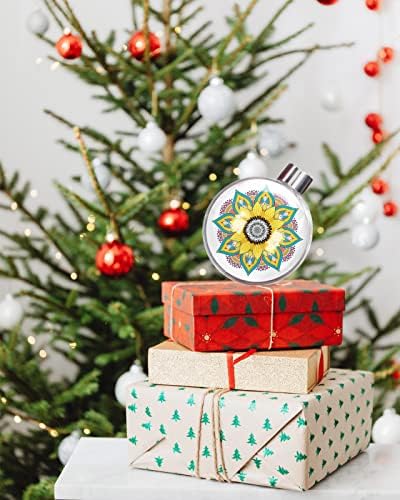 Ornamentos de bola de Natal, Mandala padrão de girassóis bolas de natal 90mm Plástico transparente preenchido,