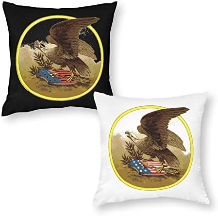 Conjunto americano de águia careca de 2 capas de travesseiro de arremesso de almofadas quadradas travesseiros