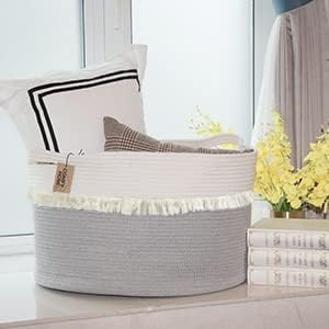 Cestas confortáveis ​​-homi xxxlarge boho corda de algodão cesta de lavanderia 21''x21''x13.6 '' com alça, cesta