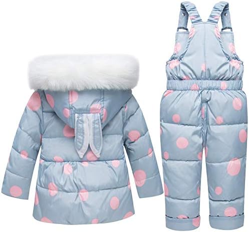 Zoerea Girls Snowsuit de inverno, roupas infantis conjuntos de pato com capuz de inverno Casaco