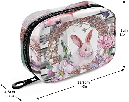 Spring Happy Páscoa Bunny Bunny Case Bolsa Bolsa Caixa de Organizador de Pílulas Com Zíper portátil