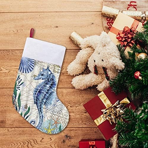 Seahorse Red Christmas Holiday meias decorações de casa para lareira de árvore de Natal Meias penduradas