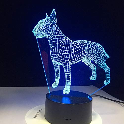 Terrier Bull Terrier 3D Lampen 7 Color Usb Night Lamp Led para crianças Aniversário