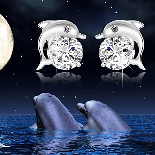 Brincos de golfinhos de prata Sttiafay Silver