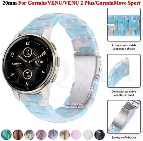 PCGV Resin 20mm Watch Band para Garmin Venu 2 Sq/Venu2 Plus Forerunner 645 245 Garminmove Sports