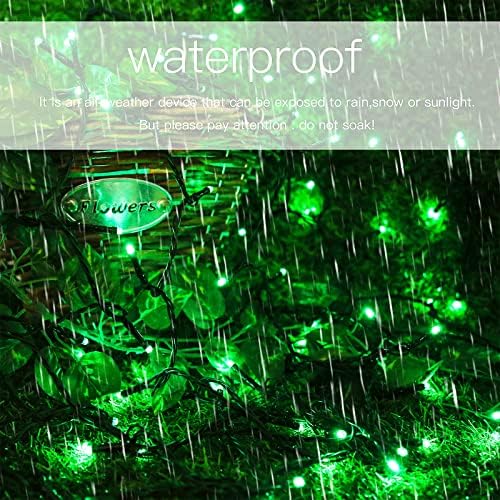 Luzes de Natal solares verdes ao ar livre, 2 pacote de 144 pés 400 luzes de corda de fada com 8 modos