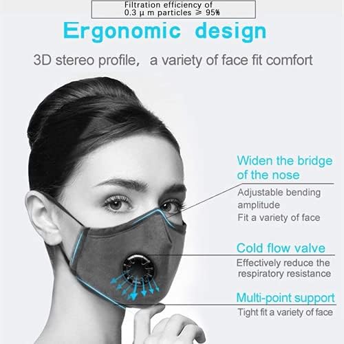 4pcs Moda reutilizável Face_Masks com válvula respiratória, máscaras de face ajustáveis ​​com bolso de filtro,