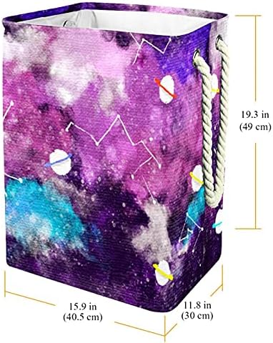 Aquarela Purple Galaxy Background Laundry Tester com alças grandes cestas dobráveis ​​para lixeira, quarto