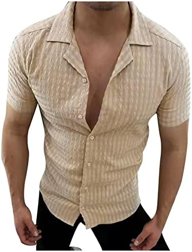 Moda de moda masculina Casual de lapid de botão de lapela colorida Camisa de manga curta na primavera e
