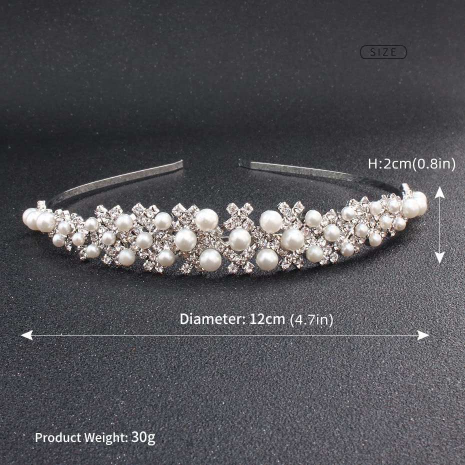 Bandeira de strass de casamento, Crystal e Faux Pearl Crown for Bride Damasids Tiara Hairband Design