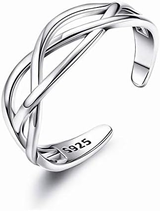 Gulicx 925 anel de prata esterlina para mulheres, anel de polegar de prata vintage sólido ajustável,