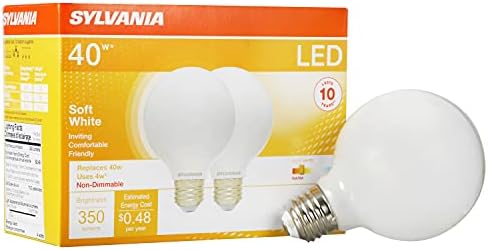 Lâmpada LED de Sylvania G25, 40W eficientes equivalentes de 4w, 10 anos, não minimizáveis, 350 lúmens, 2700k,