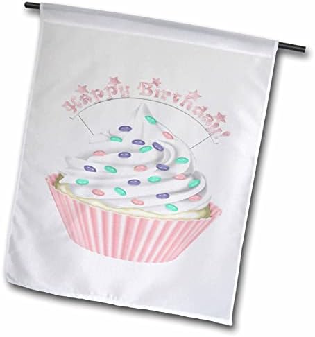 Ilustração de cupcake de feliz aniversário rosa fofo 3drose - bandeiras - bandeiras