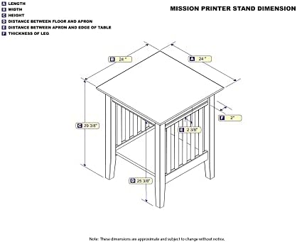 AFI Mission Printer Stand com estação de carregamento, branco