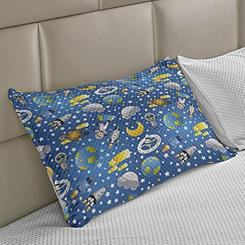 Ambsosonne Space micotela de colcha de travesseiros, o astronauta alienígena e humano com estrelas