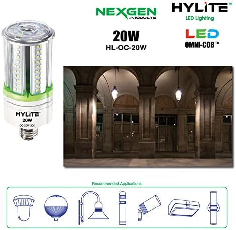 Iluminação LED de hylite 20w LED de alto desempenho lâmpada omni-cob, 360º, 50k, 3000 lm, 100 ~ 277V para