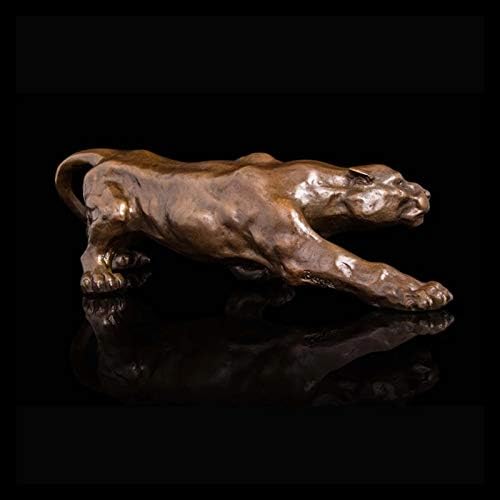 Yfqhdd Art Animal Bronze Animal selvagem estátua de leopardo rastejando Cheetah Panther Figurines Sculpture
