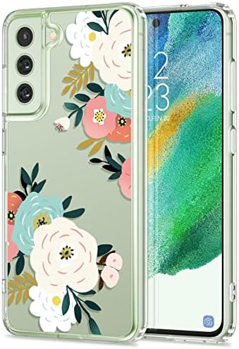 GVIEWIN para Samsung Galaxy S21 Fe Caso 5g de 6,4 polegadas, Design Floral Clear, [não amarelecimento]