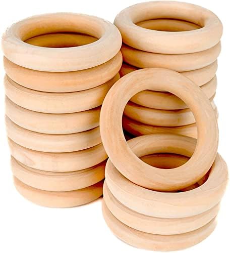 Kiyani Creations 20 PCs inacabados anéis de madeira para artesanato - anéis de madeira maciça natural de