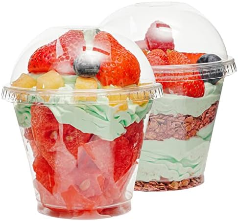 Partymars 9 oz de xícaras de sorvete com tampas de cúpula - xícaras de parfait com tampas ， Disponível