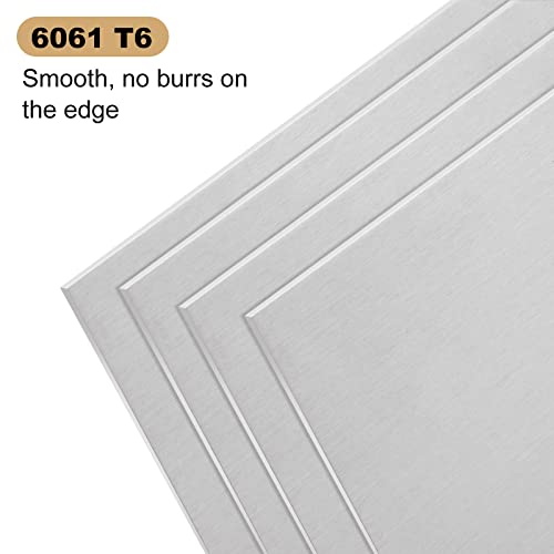 4 pacote 6061 T6 Folha de alumínio Metal 6 x 6 x 1/8 polegada Placa de alumínio lisa plana coberta com filme