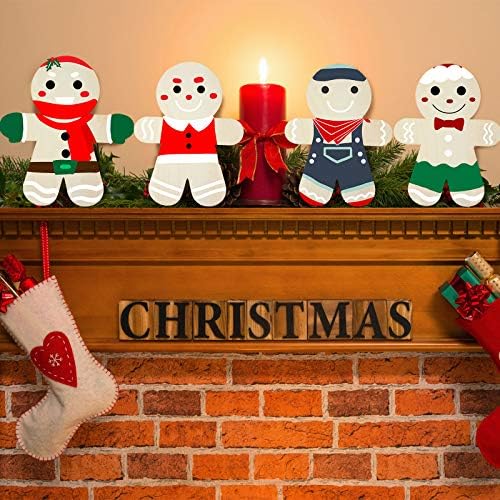 6 peças 9,8 x 7,6 polegadas Gingerbread Christmas Ornamentos de madeira