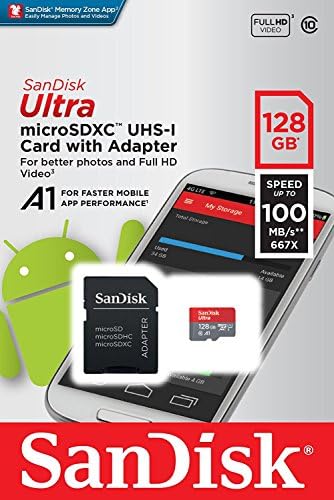Sandisk 128GB SDXC Micro Ultra Memory Card Pacote Funciona com Samsung Galaxy S10, S10+, S10E Classe 10, mais tudo, menos Stromboli 3.0 Card Reader
