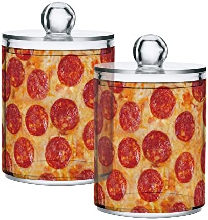 Hjjkllp 2 pacote pizza pepperoni clear plástico farmacêutico jarra de boticário para cotonete de algodão, cotonete,