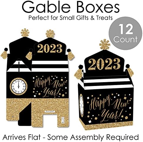 Big Dot of Happiness Ano Novo Véspera - Gold - Tratar a caixa de caixas Favores - 2023 Véspera de ano novo Goodie Goodie Boxes - Conjunto de 12
