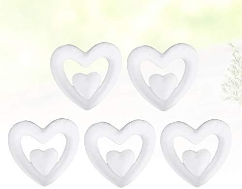 Genérico 5pcs em forma de coração bola de espuma artes artes artesanato de espuma branca bolas de espuma coração