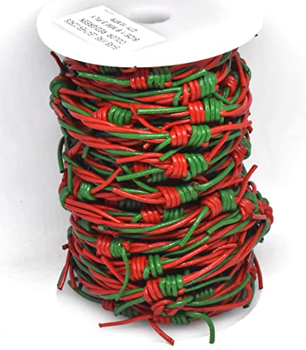 Fio farpado falso Vermelho/verde 3ply Real Celas de couro de 10 metros de comprimento de artesanato grego
