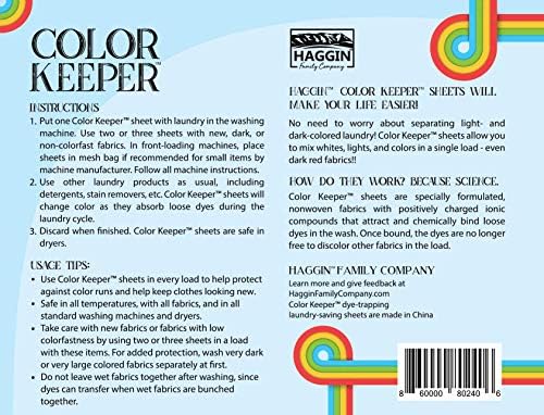 Haggin Color Keeper Rap-Trapping Laundry Saving Sheets, 100ct Value Pack, Fragrance Free