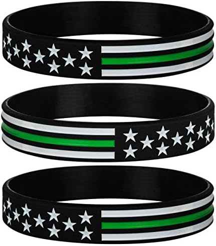 Sainstone Thin Green Line USA Bandle Bracelets - Power of Faith Silicone Rubber Bandbands - Apoio à Patrulha de Fronteira, Rangers de Parques, Tropas Militares, Patrióticos, Presentes de Consciência para Homens Mulheres