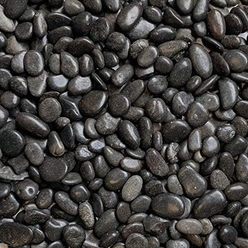 Midwest Hearth Natural decorativo de seixos pretos polidos de 3/8 tamanho de cascalho