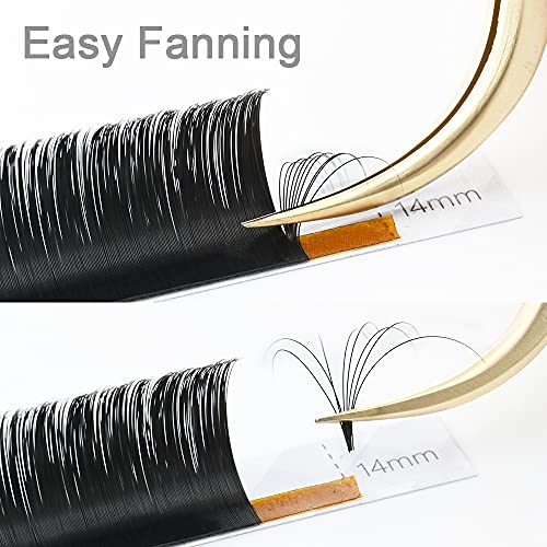 Nagaraku Easy Fan Eyelash Extensions Lashes de volume 5 bandejas em 1 pacote 0,07 D Curl 11/12/13/14/15 mm Blooming