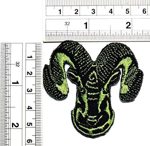 UMama Patch Set of 3 Goat Zodiac Capricorn Cartoon Sticker Fabric Green Goat Skull Ferro em manchas